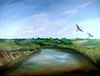 Richard Dixon Original Painting: Canada Geese from the Walking Bridge